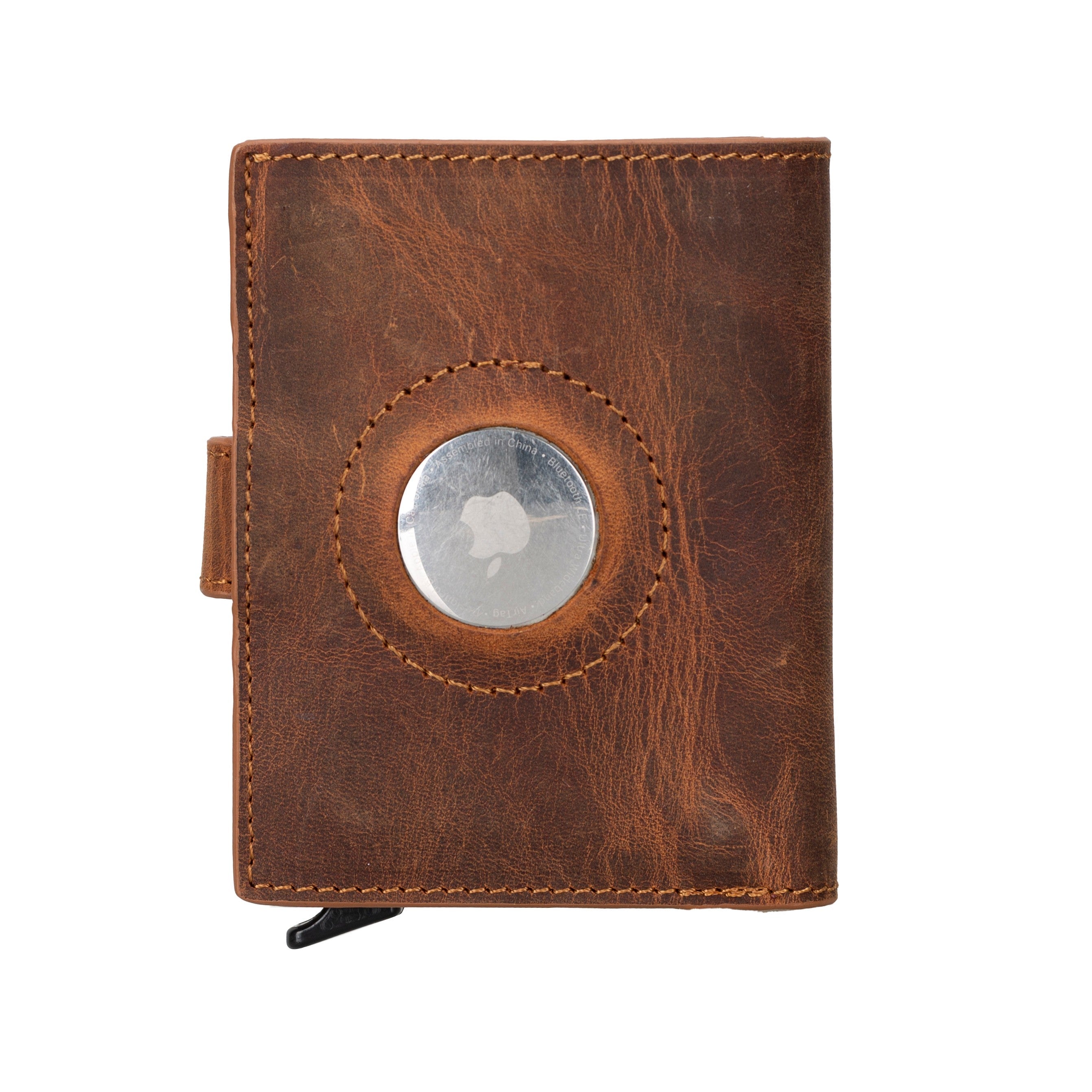Plato Zip Mechanical Genuine Leather Card Holder