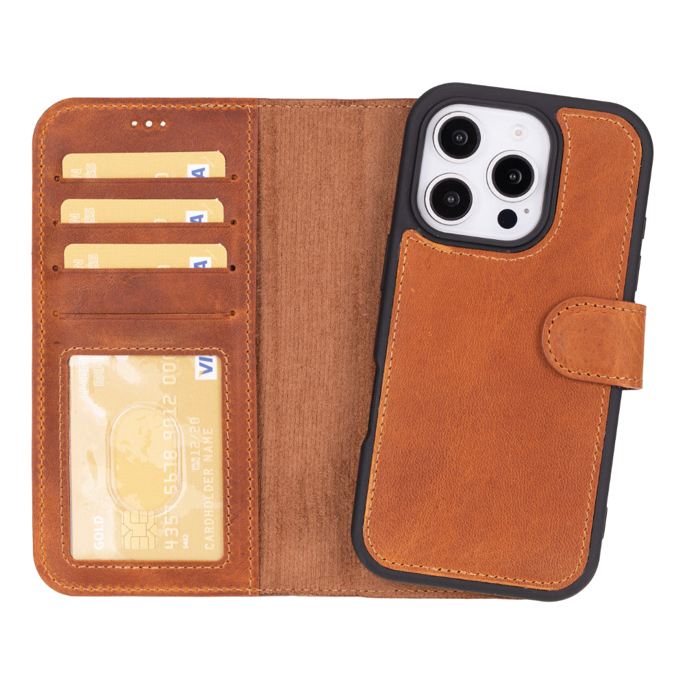 Magic iPhone 16 Series Detachable Genuine Leather Case