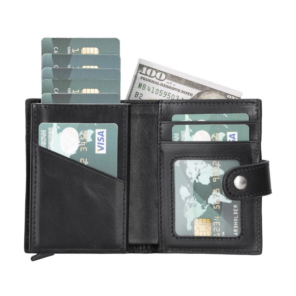 Plato Zip Mechanical Genuine Leather Card Holder