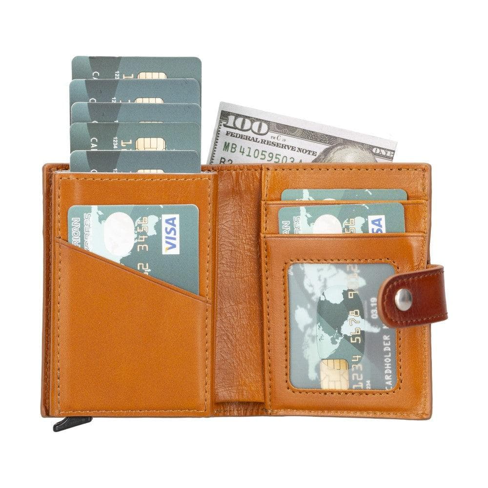 Plato Zip Mechanical Genuine Leather Card Holder