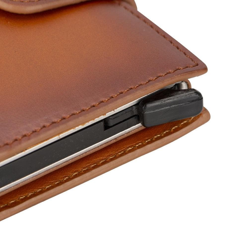 Plato Zip Mechanical Genuine Leather Card Holder