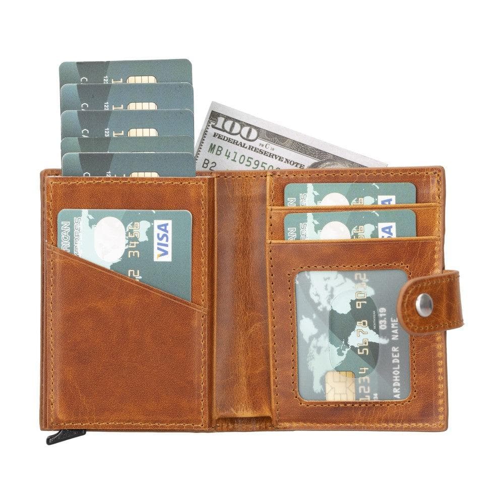 Plato Zip Mechanical Genuine Leather Card Holder