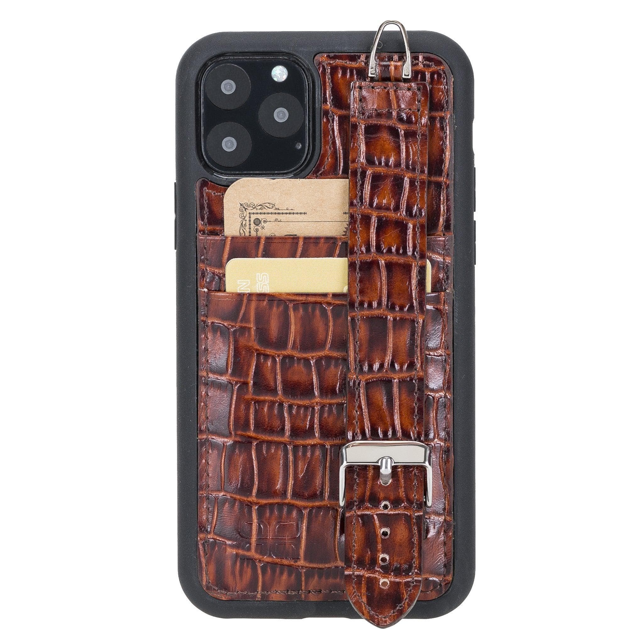 Flex Cover Card Holder iPhone 11 Series Genuine Leather Back Cover with Hand Strap