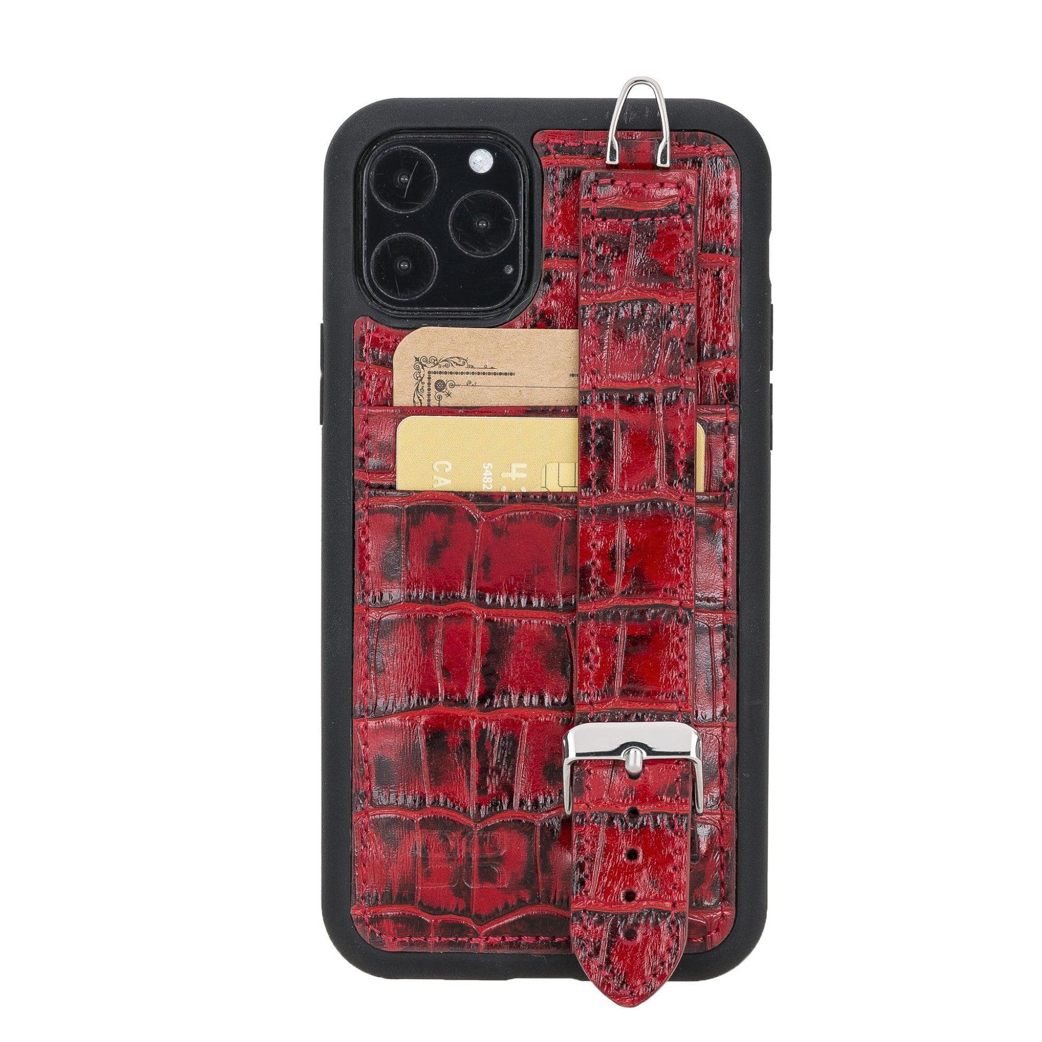 Flex Cover Card Holder iPhone 11 Series Genuine Leather Back Cover with Hand Strap
