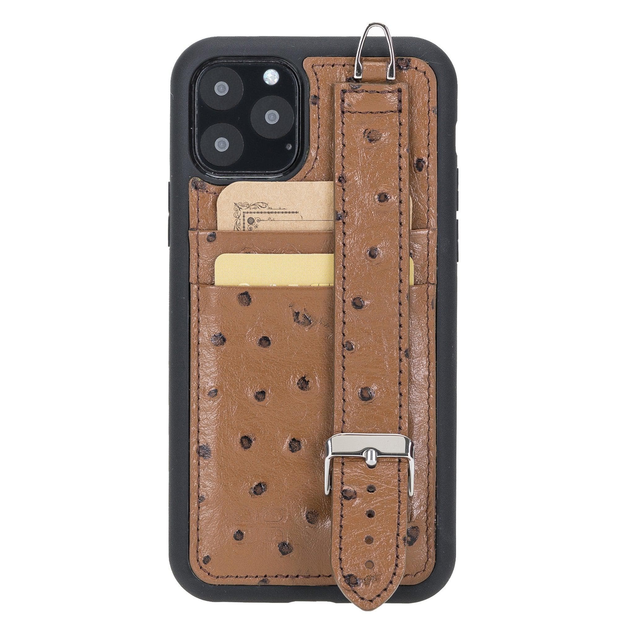 Flex Cover Card Holder iPhone 11 Series Genuine Leather Back Cover with Hand Strap