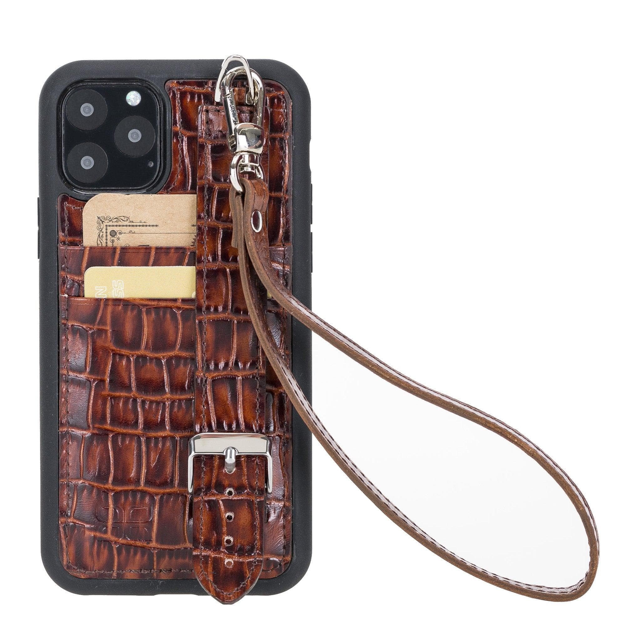 Flex Cover Card Holder iPhone 11 Series Genuine Leather Back Cover with Hand Strap