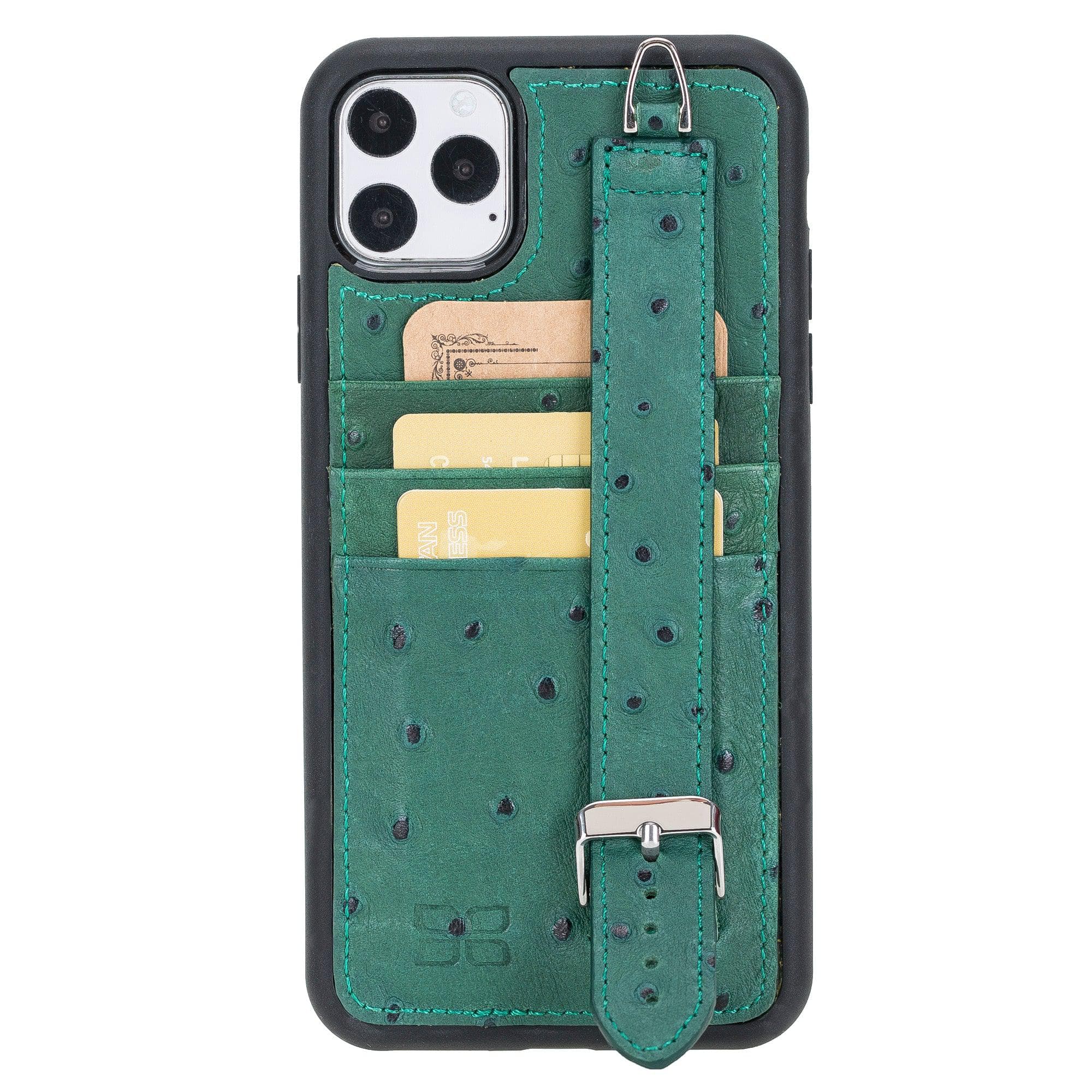 Flex Cover Card Holder iPhone 11 Series Genuine Leather Back Cover with Hand Strap