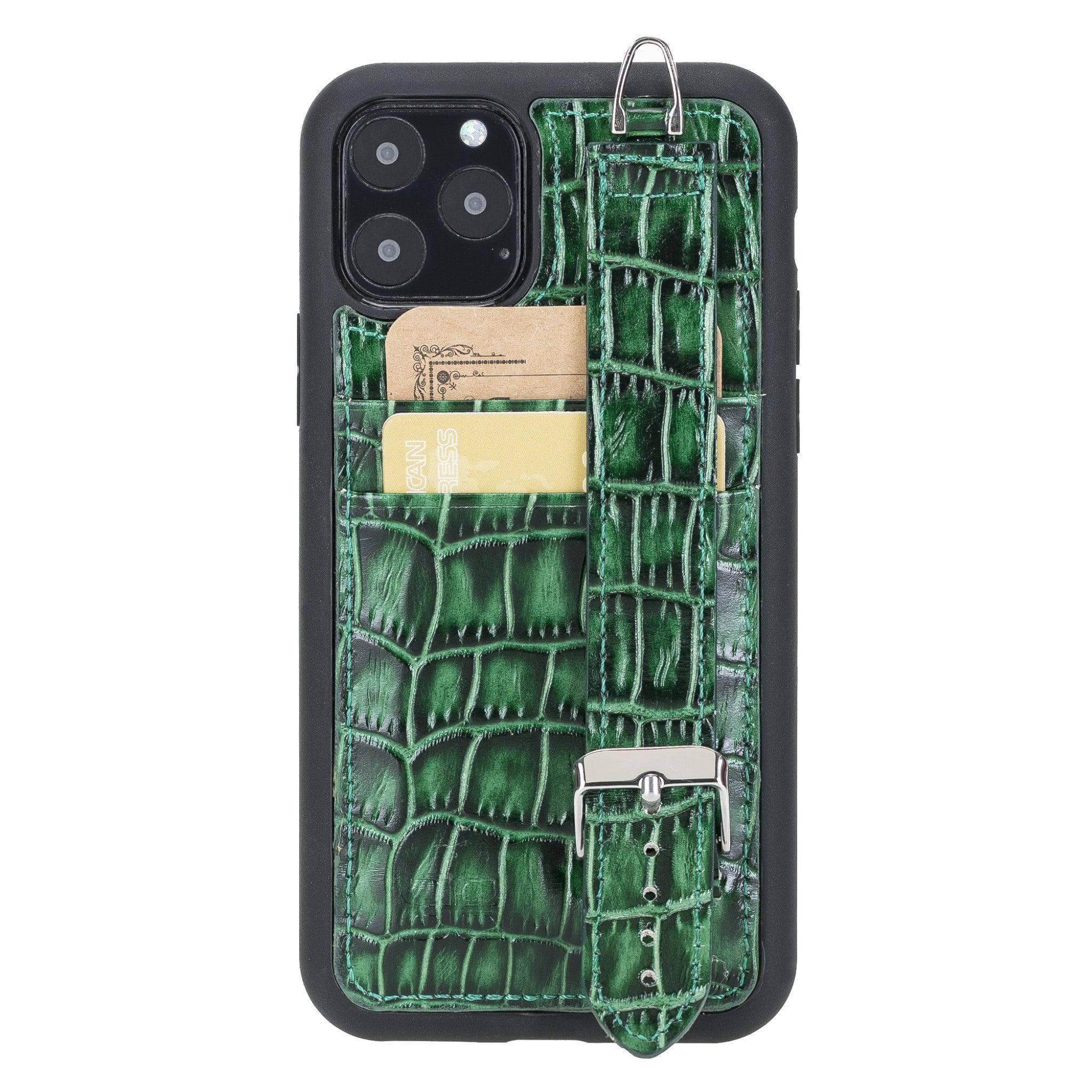 Flex Cover Card Holder iPhone 11 Series Genuine Leather Back Cover with Hand Strap