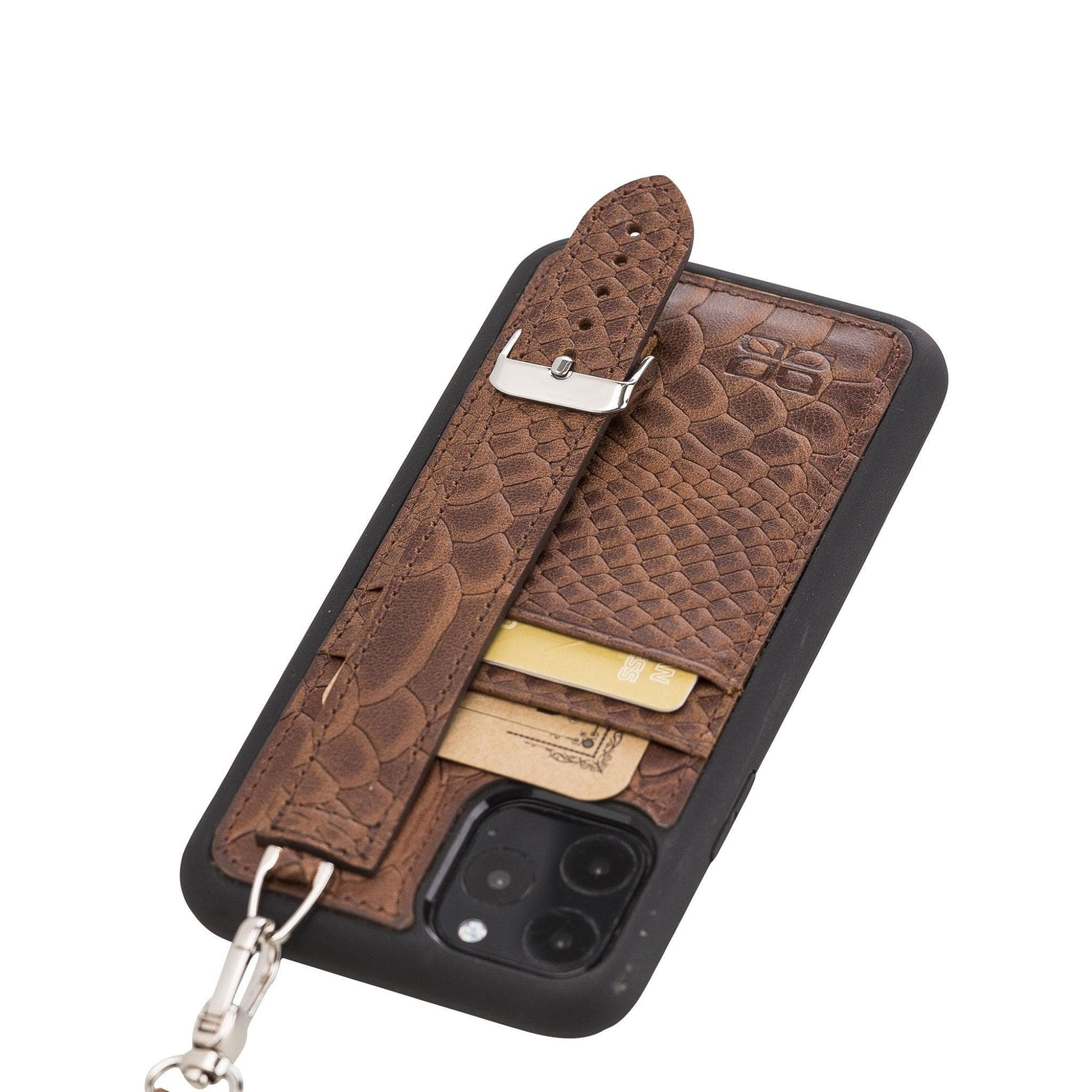Flex Cover Card Holder iPhone 11 Series Genuine Leather Back Cover with Hand Strap