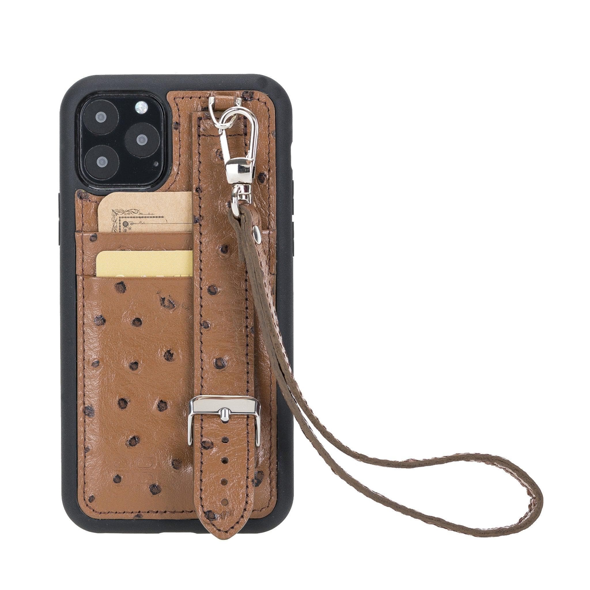 Flex Cover Card Holder iPhone 11 Series Genuine Leather Back Cover with Hand Strap