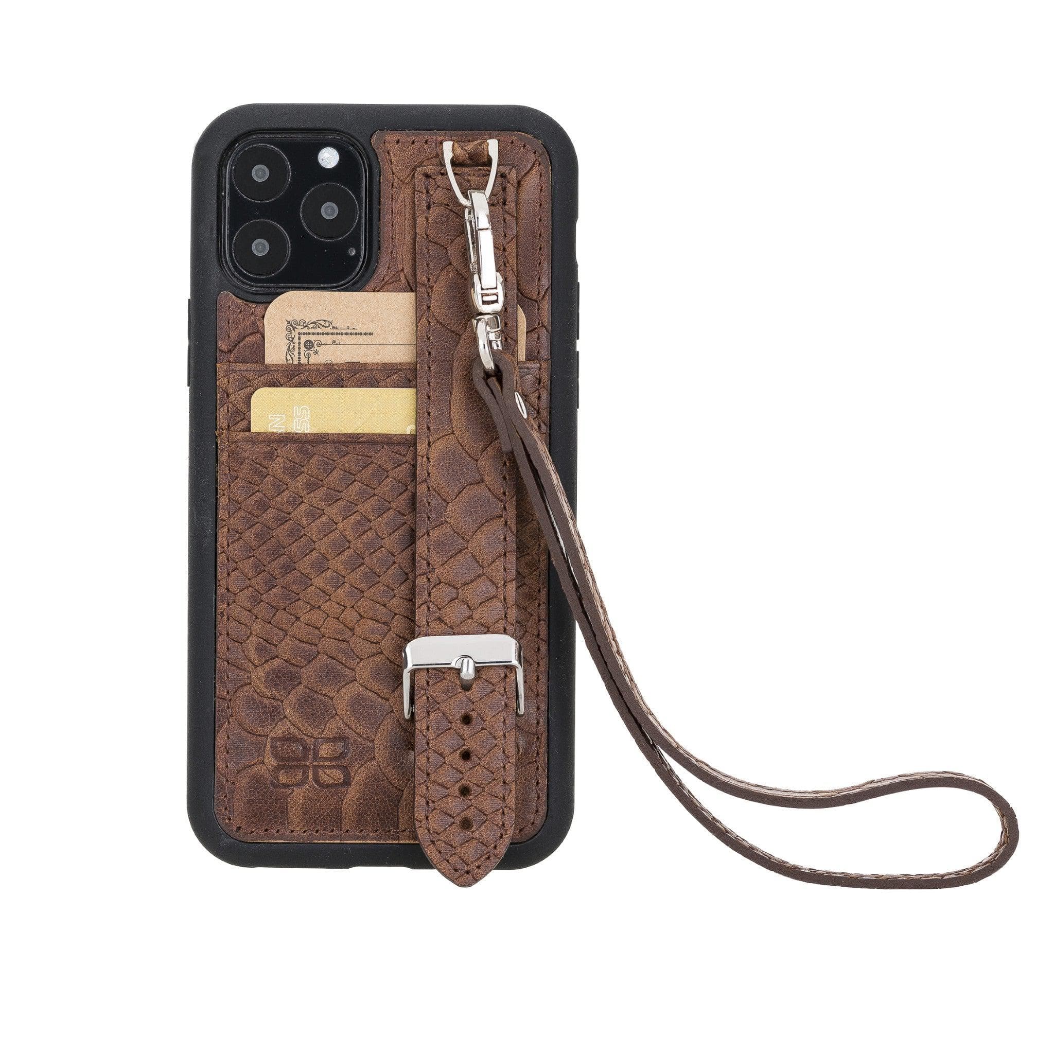 Flex Cover Card Holder iPhone 11 Series Genuine Leather Back Cover with Hand Strap
