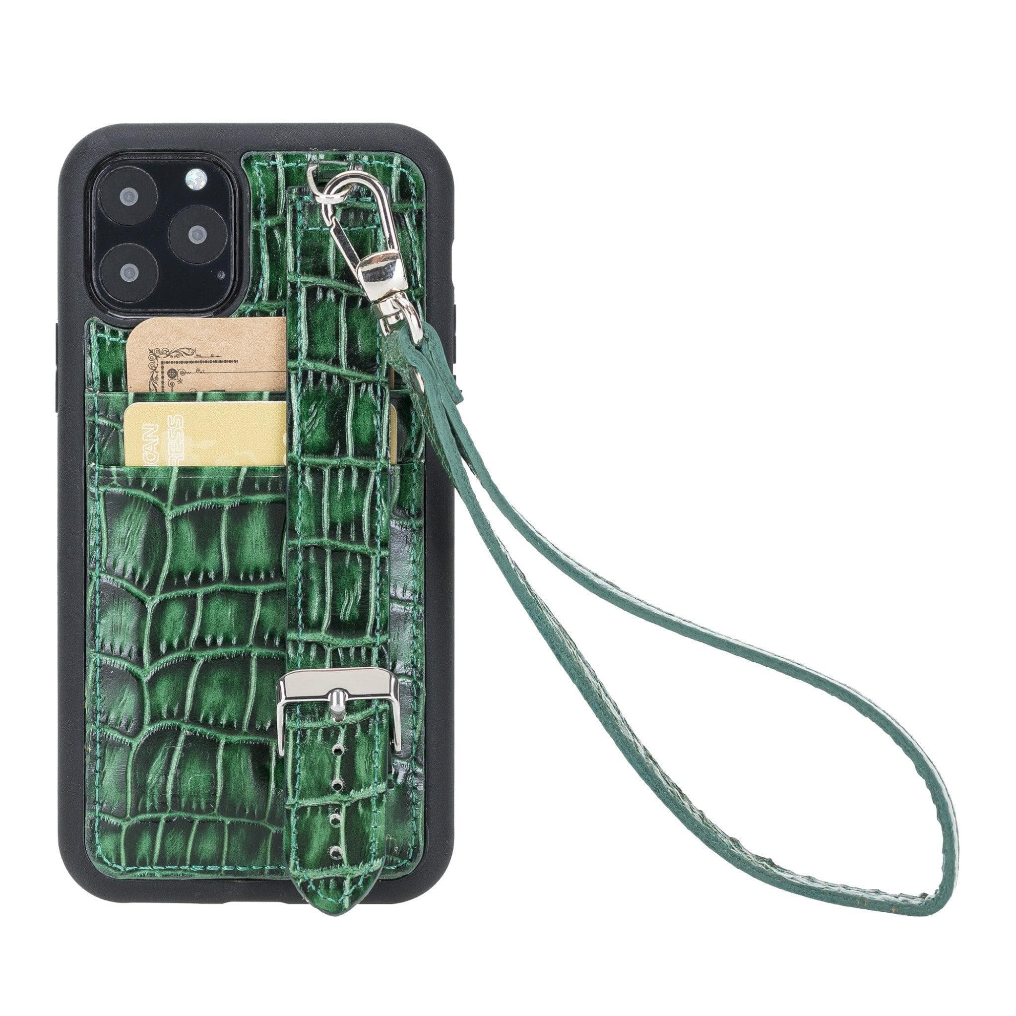 Flex Cover Card Holder iPhone 11 Series Genuine Leather Back Cover with Hand Strap