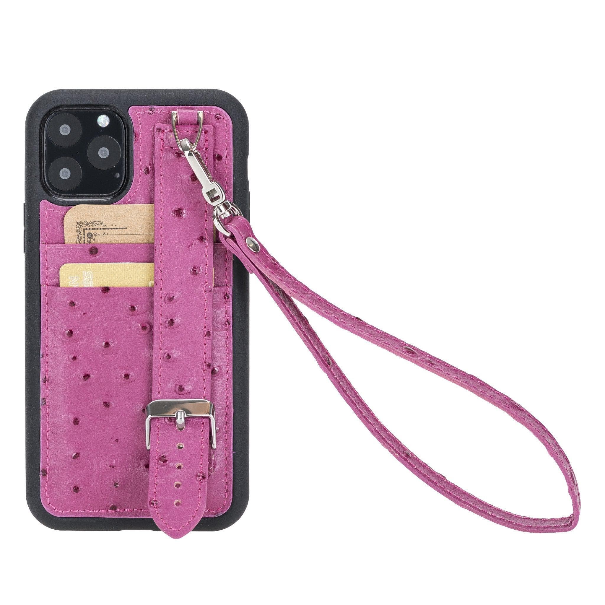 Flex Cover Card Holder iPhone 11 Series Genuine Leather Back Cover with Hand Strap