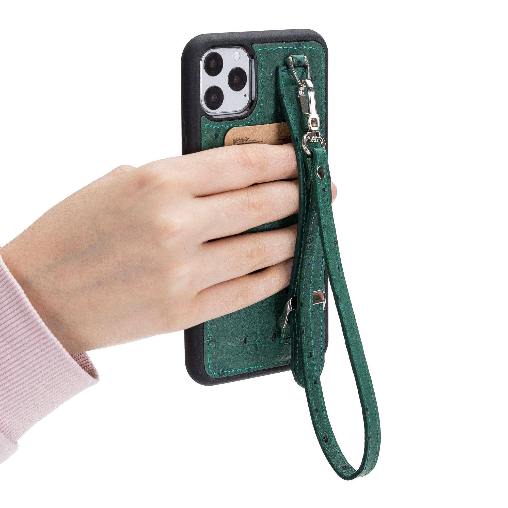 Flex Cover Card Holder iPhone 11 Series Genuine Leather Back Cover with Hand Strap
