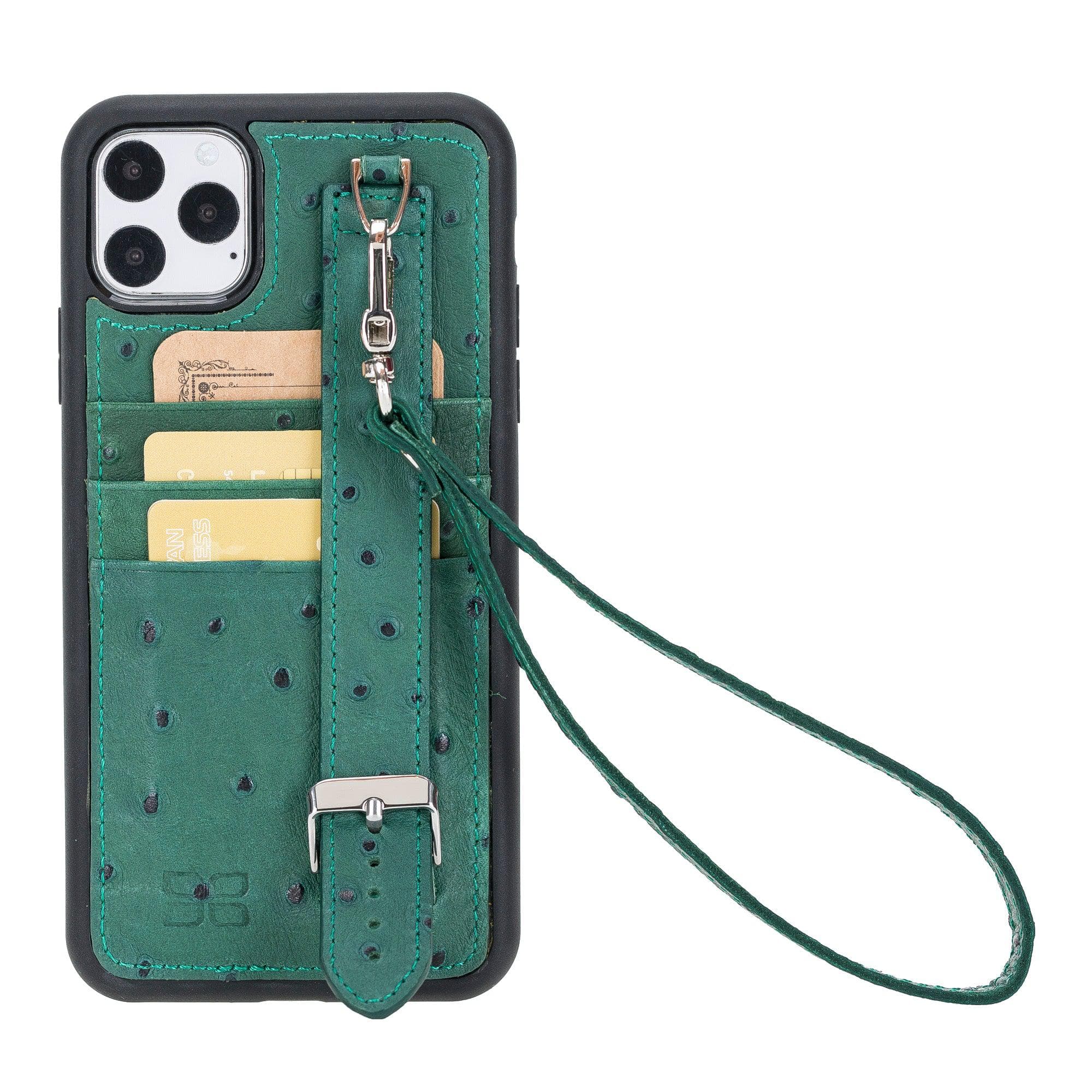 Flex Cover Card Holder iPhone 11 Series Genuine Leather Back Cover with Hand Strap