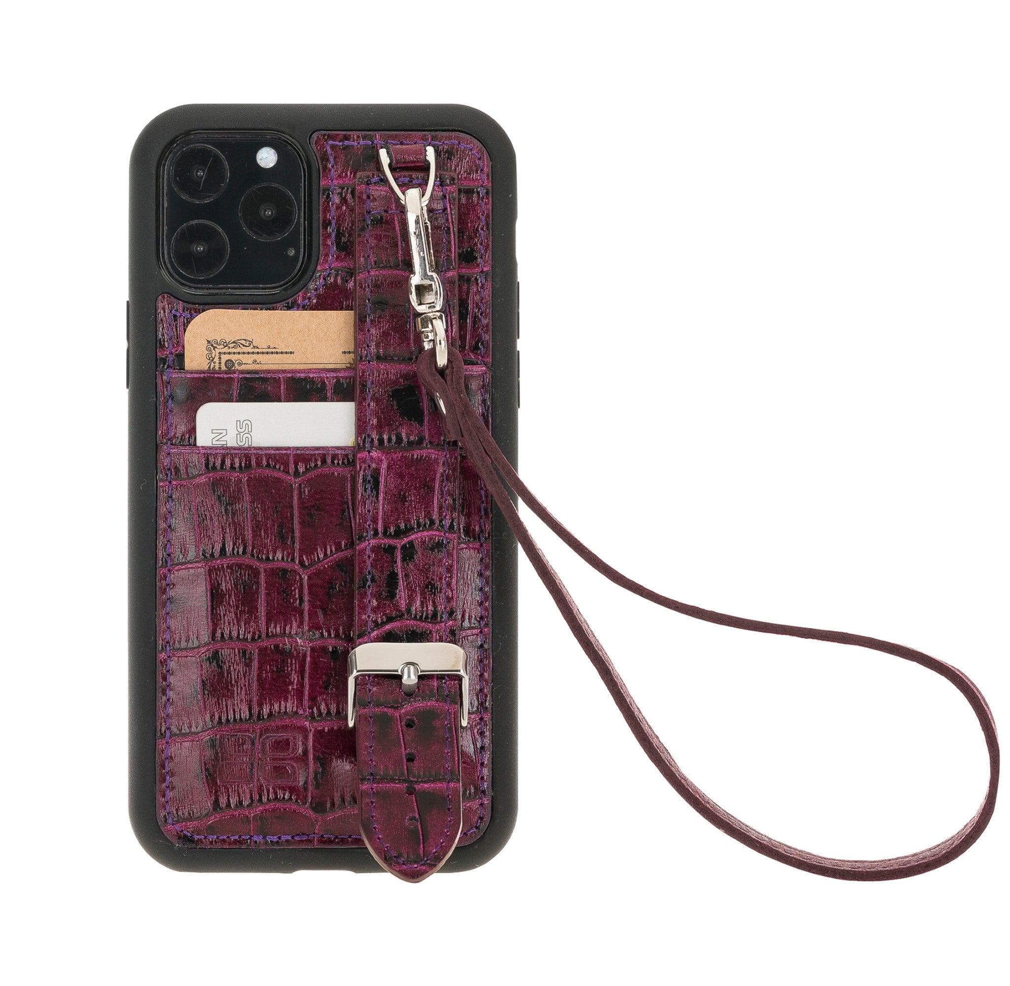 Flex Cover Card Holder iPhone 11 Series Genuine Leather Back Cover with Hand Strap