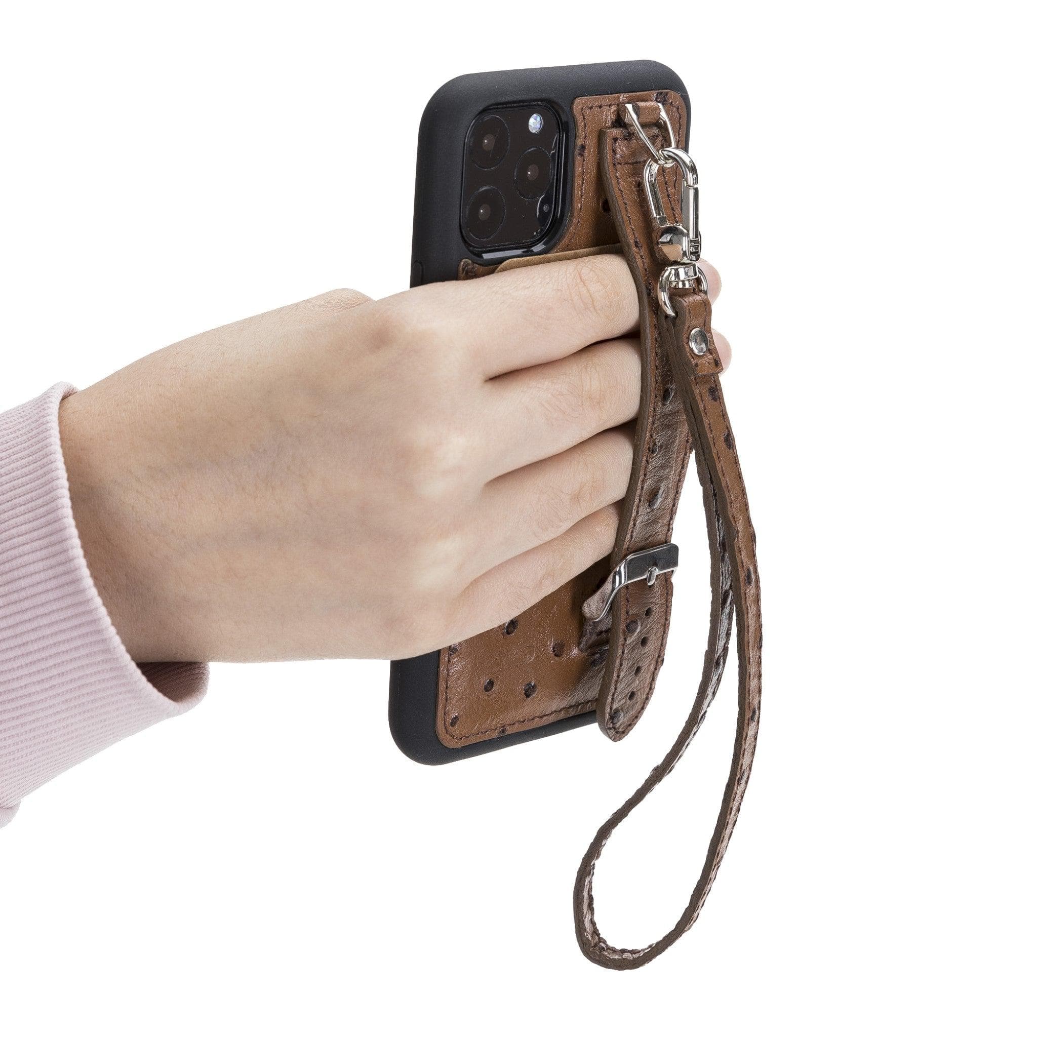 Flex Cover Card Holder iPhone 11 Series Genuine Leather Back Cover with Hand Strap