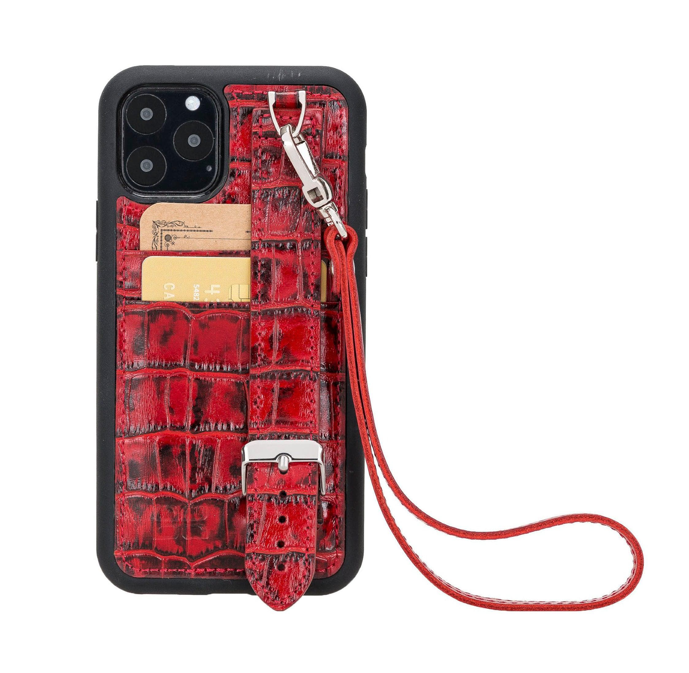 Flex Cover Card Holder iPhone 11 Series Genuine Leather Back Cover with Hand Strap