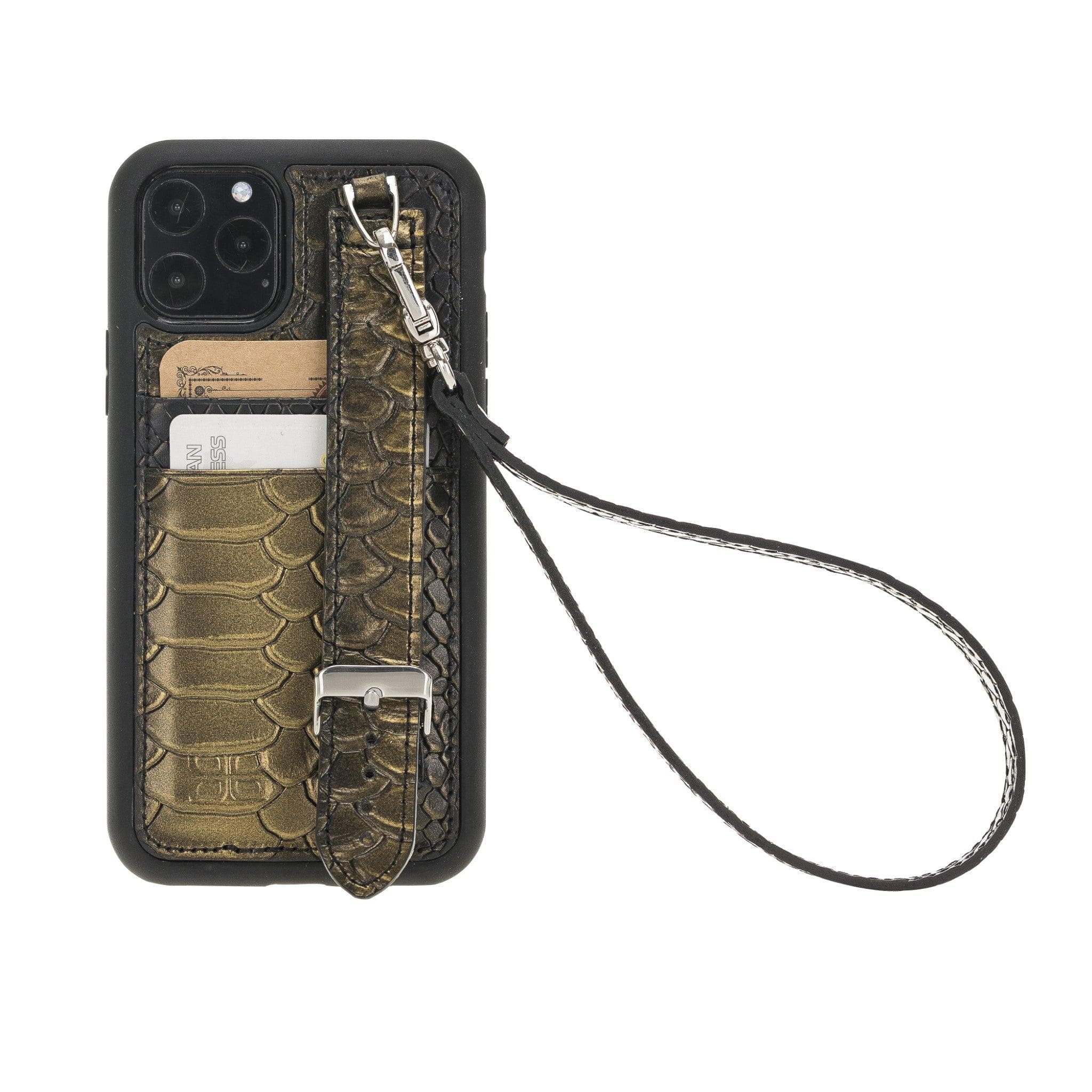 Flex Cover Card Holder iPhone 11 Series Genuine Leather Back Cover with Hand Strap