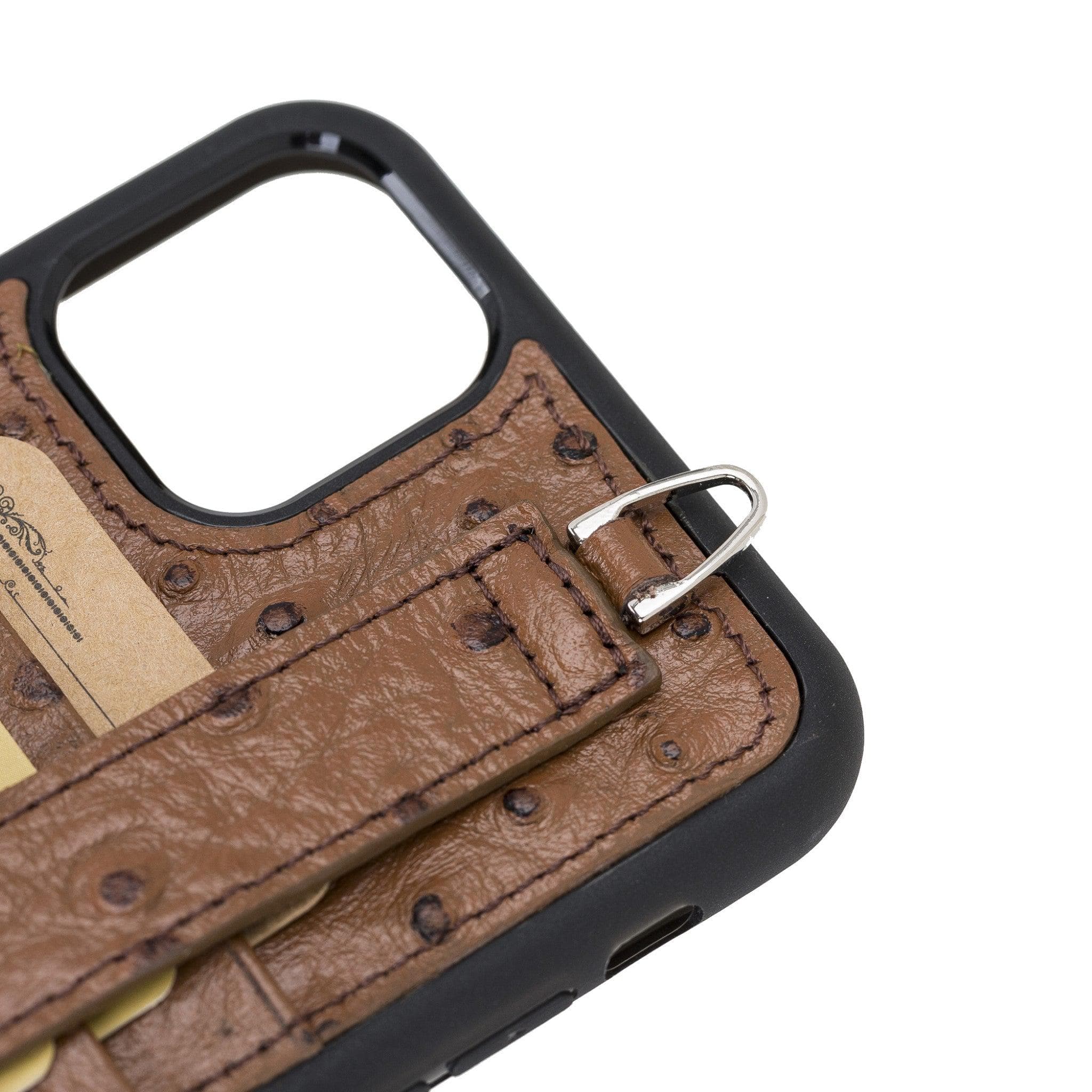 Flex Cover Card Holder iPhone 11 Series Genuine Leather Back Cover with Hand Strap