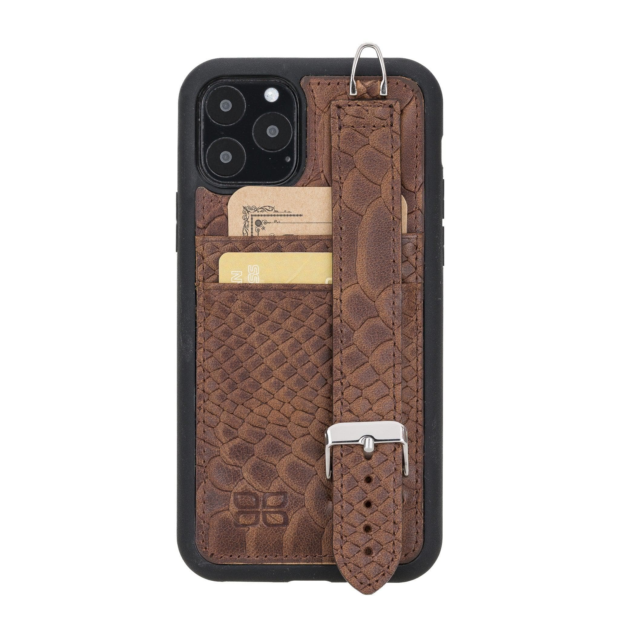 Flex Cover Card Holder iPhone 11 Series Genuine Leather Back Cover with Hand Strap