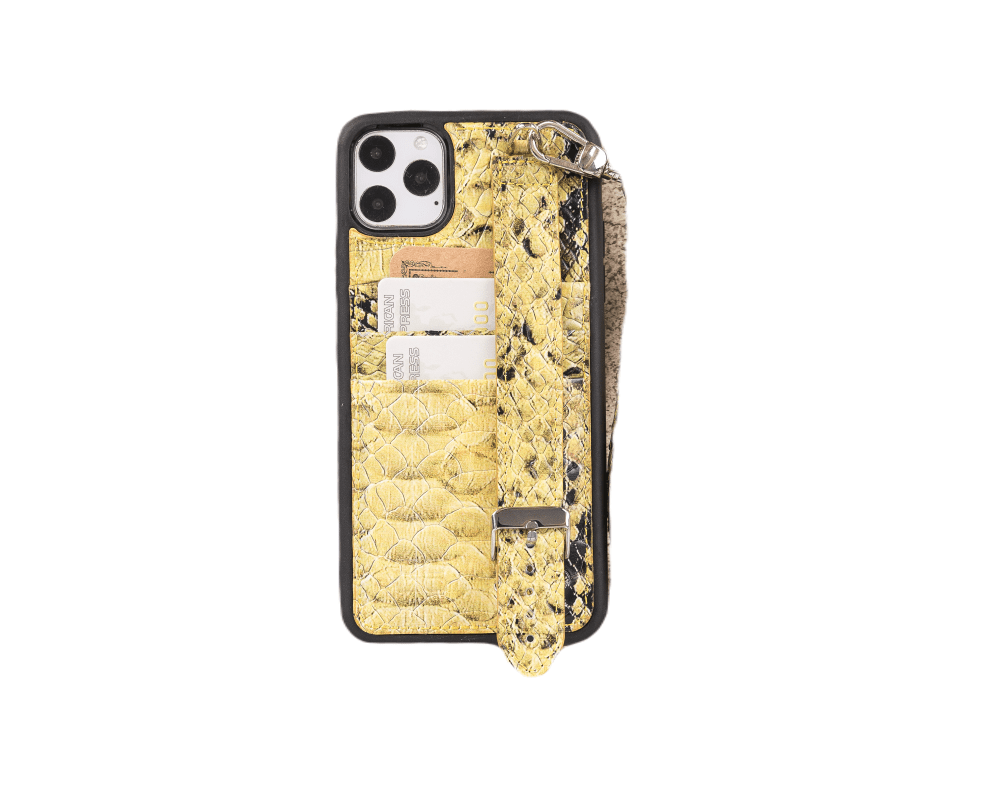 Flex Cover Card Holder iPhone 11 Series Genuine Leather Back Cover with Hand Strap