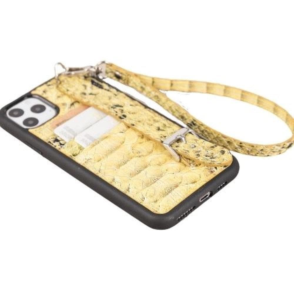 Flex Cover Card Holder iPhone 11 Series Genuine Leather Back Cover with Hand Strap