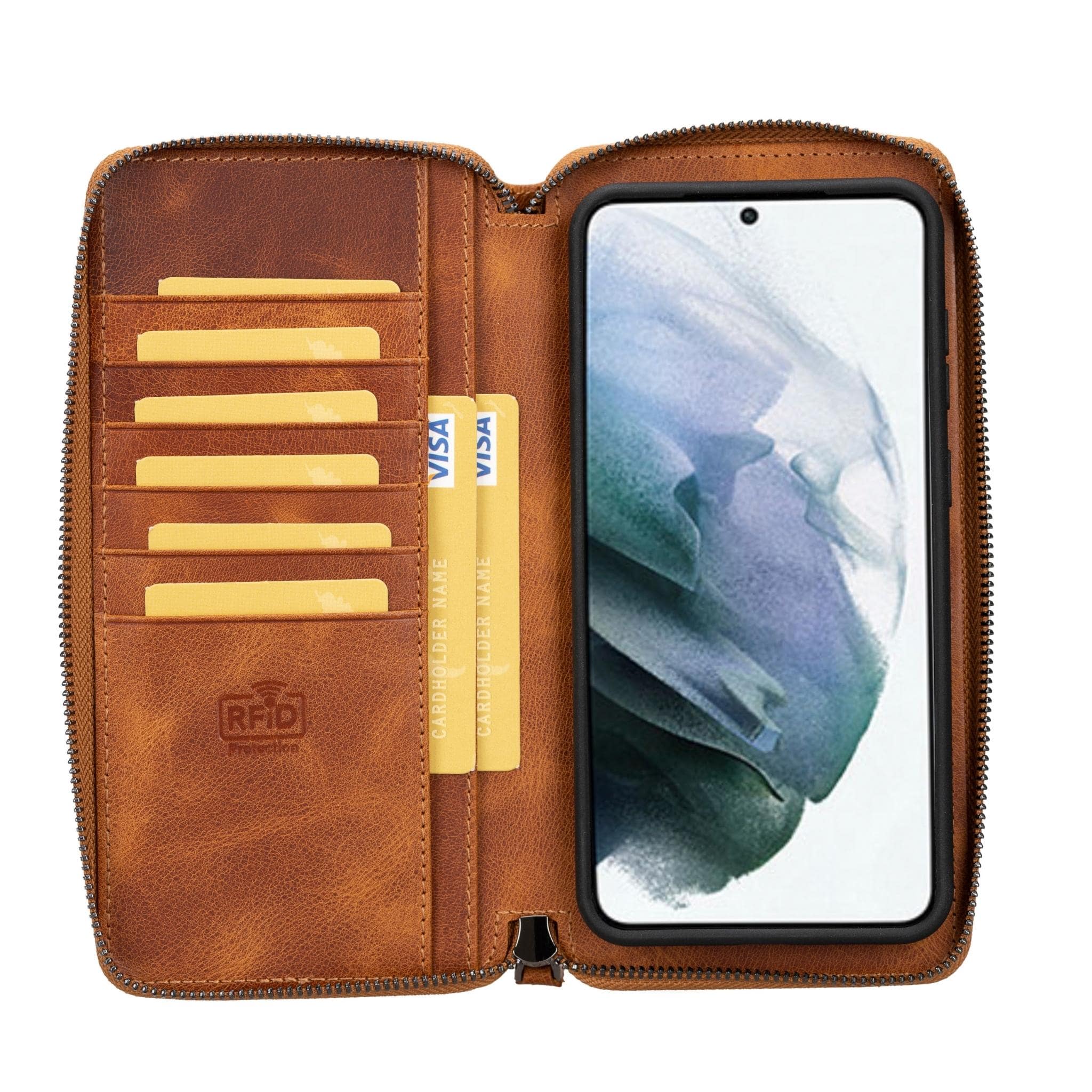 Samsung Galaxy S23 Series Zippered Leather Wallet Cases