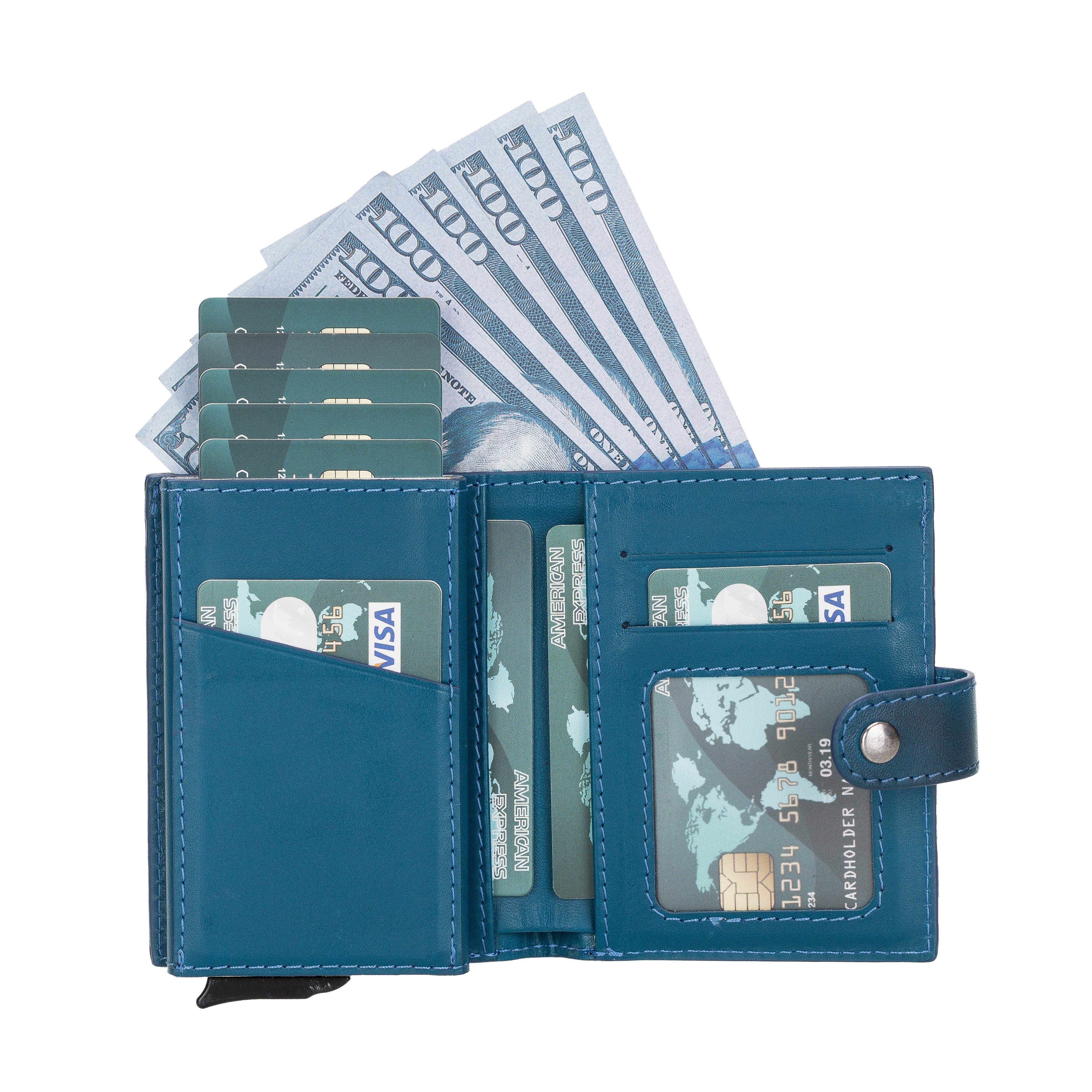 Palermo Zip Mechanical Genuine Leather Card Holder