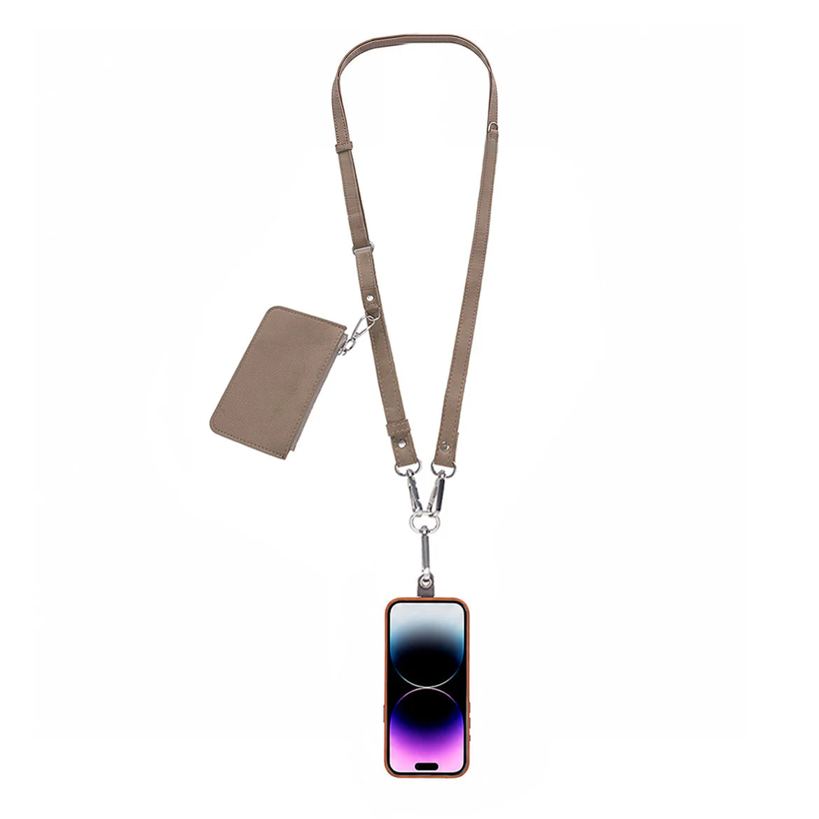 FlexGo Leather Phone Strap & Wallet Set – Clip-On Flex