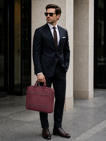 Truro Leather Business Briefcase / Laptop Case 16" with Suitcase