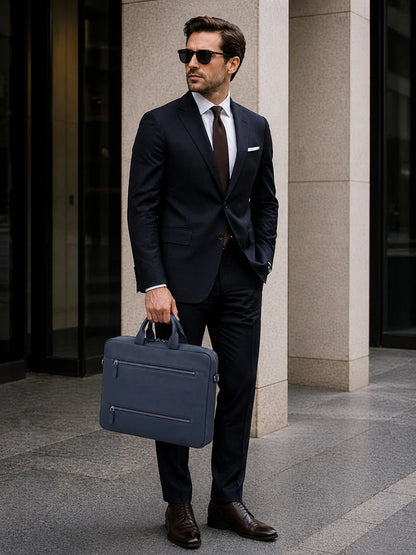 Truro Leather Business Briefcase / Laptop Case 16" with Suitcase