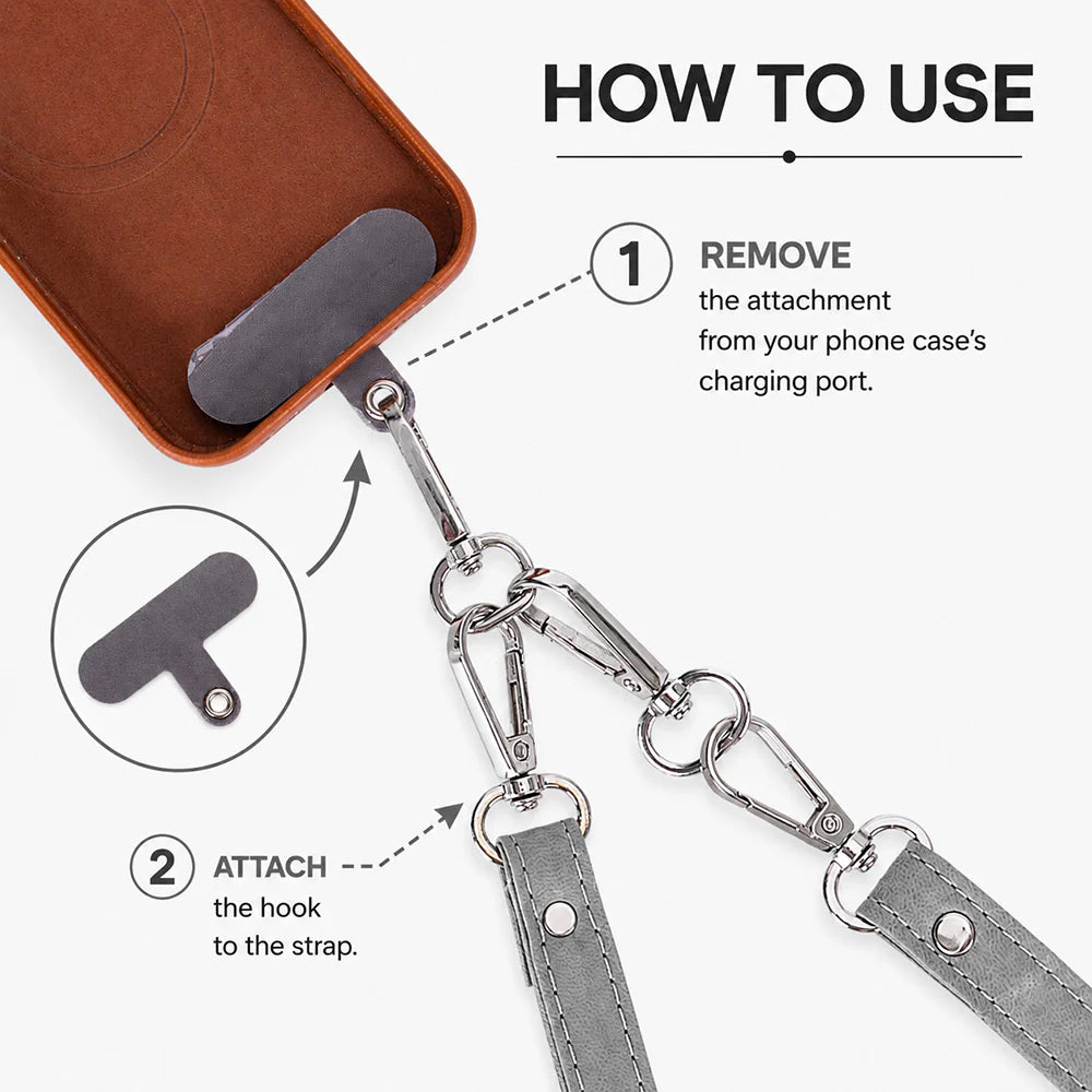 FlexGo Leather Phone Strap & Wallet Set – Clip-On Flex