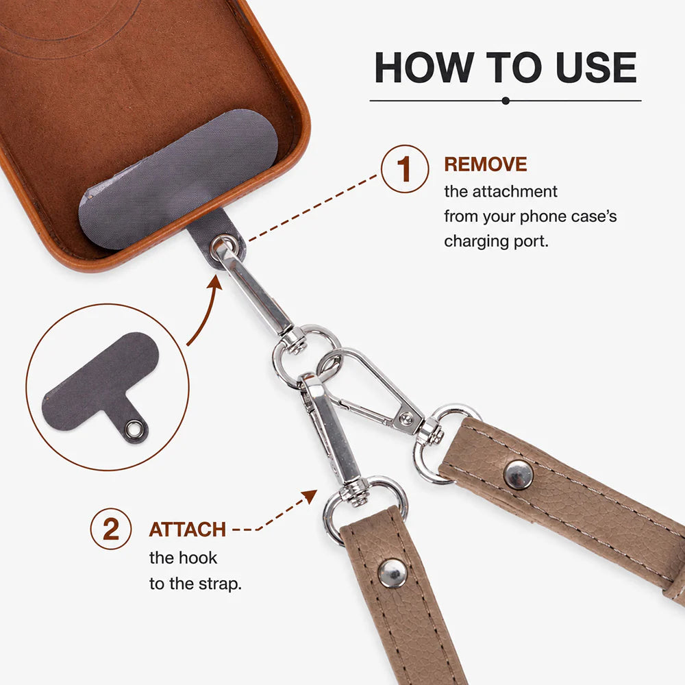 FlexGo Leather Phone Strap & Wallet Set – Clip-On Flex