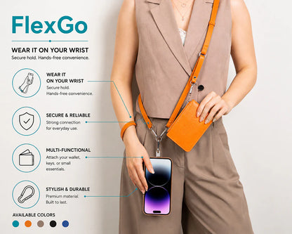 FlexGo Leather Phone Strap & Wallet Set – Clip-On Flex