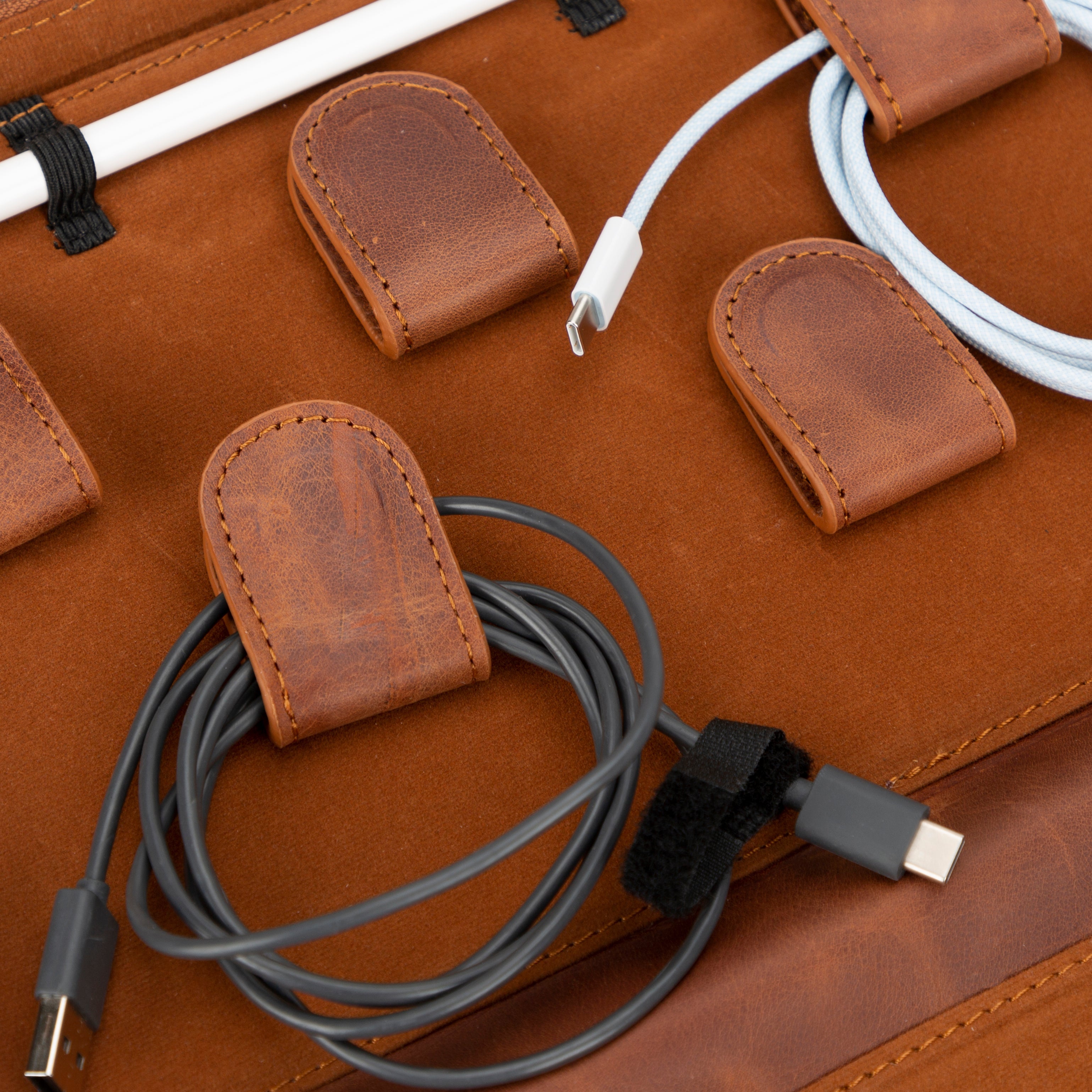 Travel Leather Cable Organizer