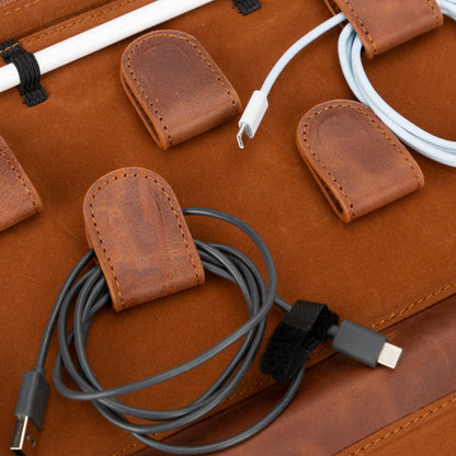 Travel Leather Cable Organizer