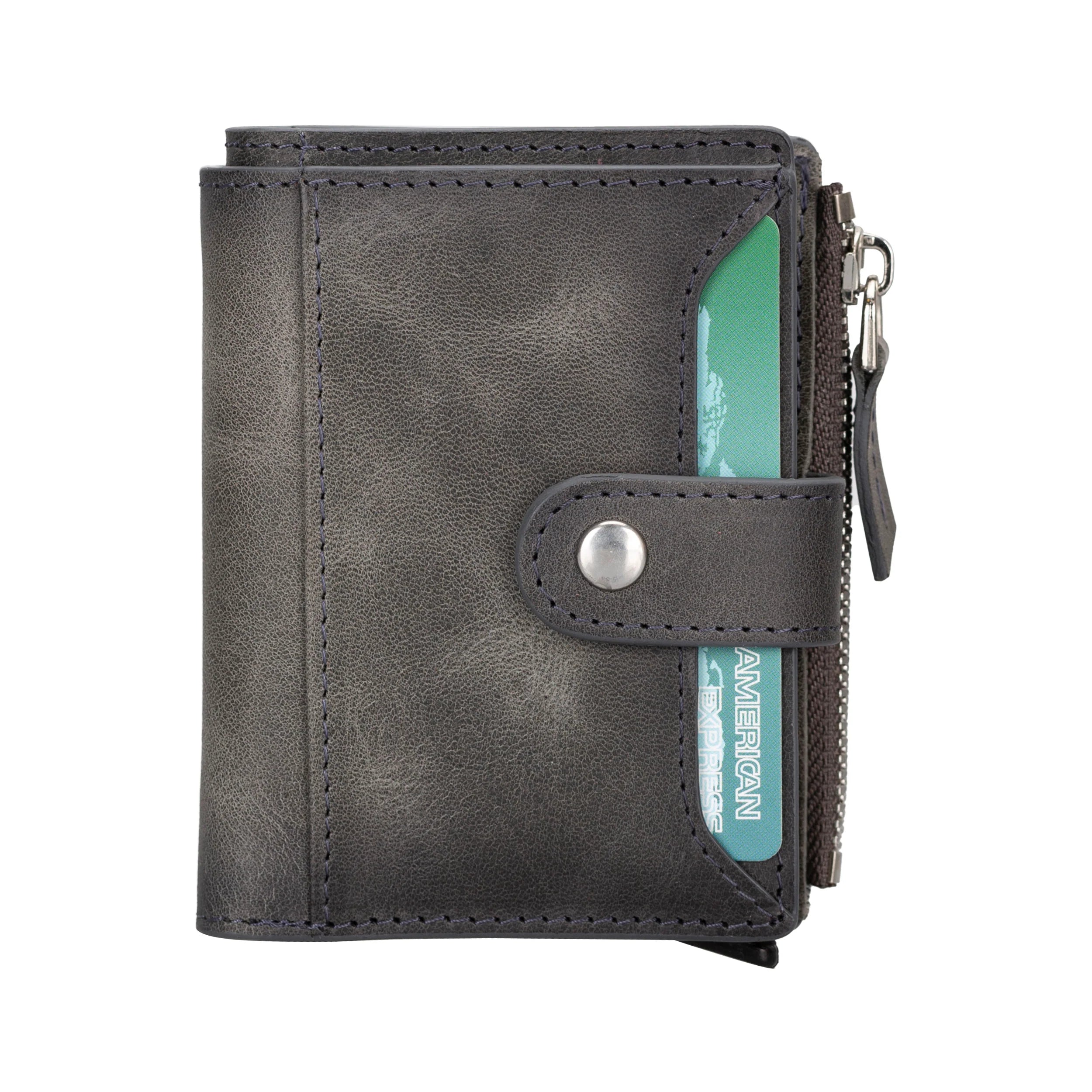 Leather Zip Mechanical Card Holder