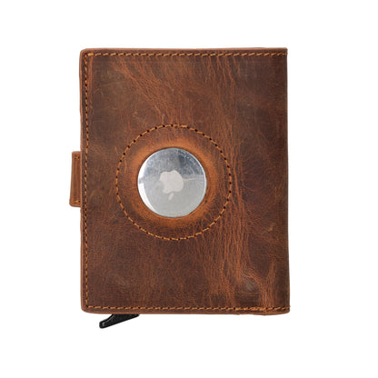 Plato Zip Mechanical Genuine Leather Card Holder