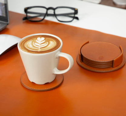 Lavo Leather Cup Coaster Set