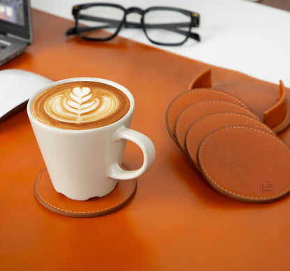 Lavo Leather Cup Coaster Set