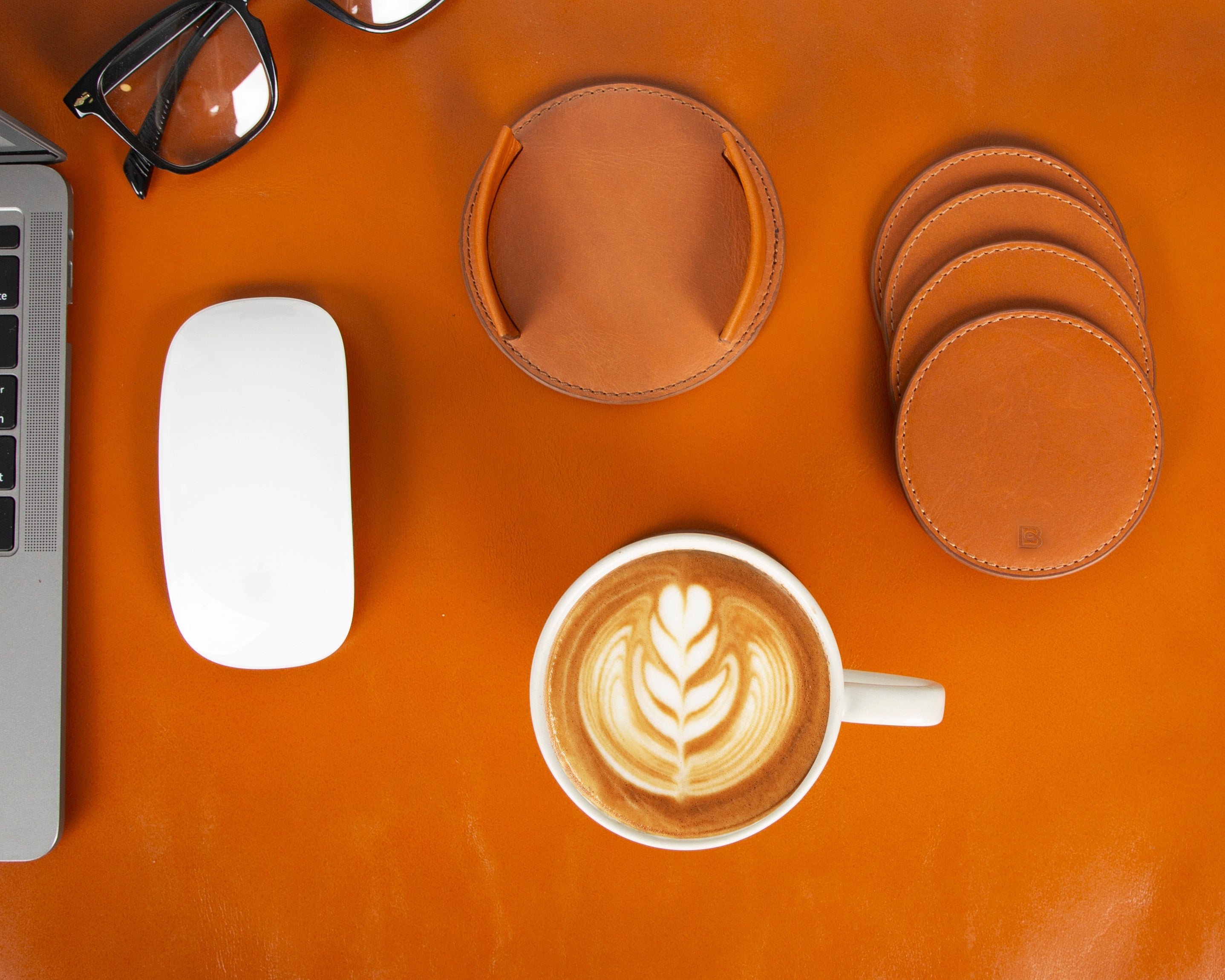 Lavo Leather Cup Coaster Set