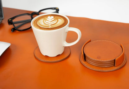 Lavo Leather Cup Coaster Set