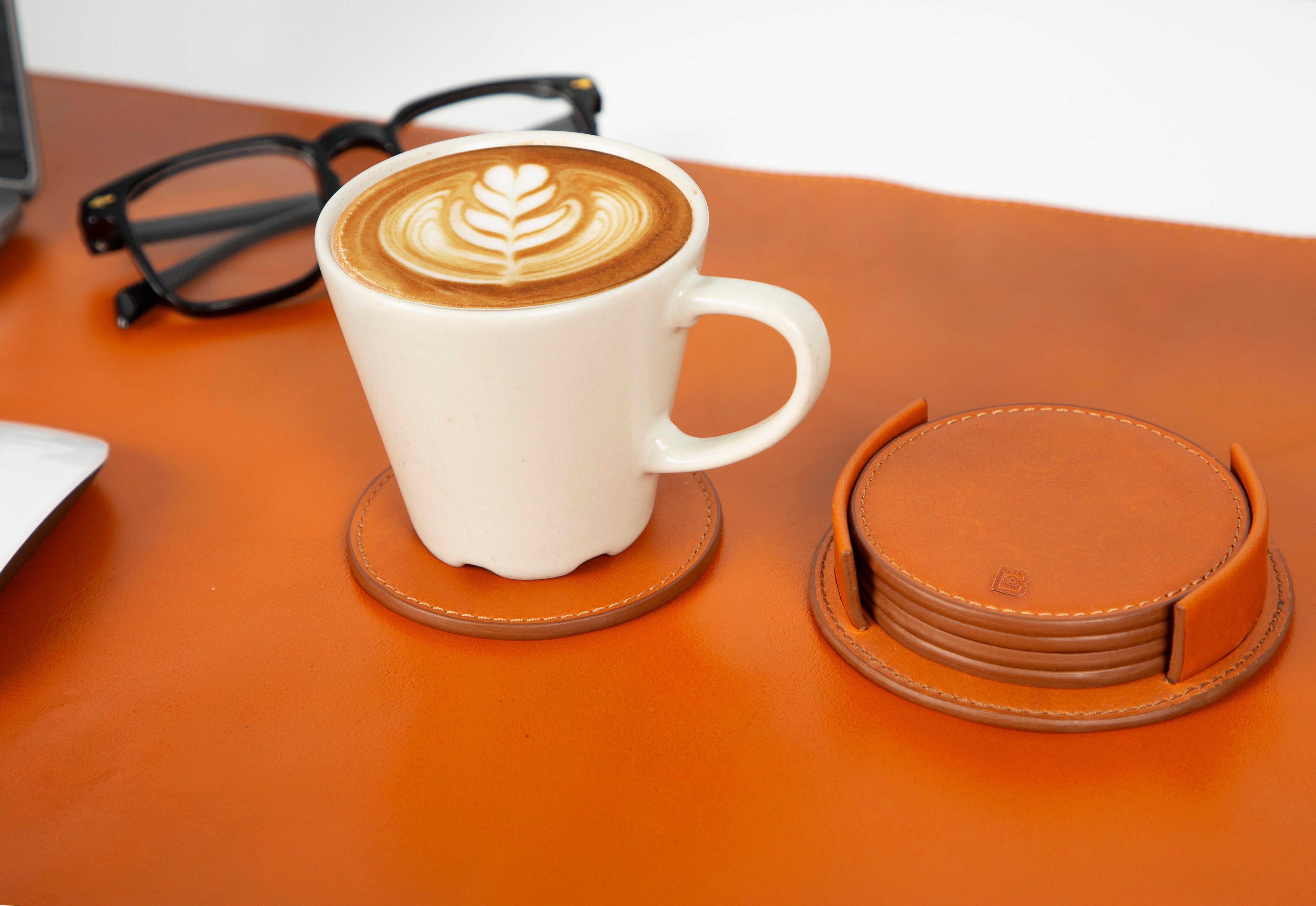 Lavo Leather Cup Coaster Set
