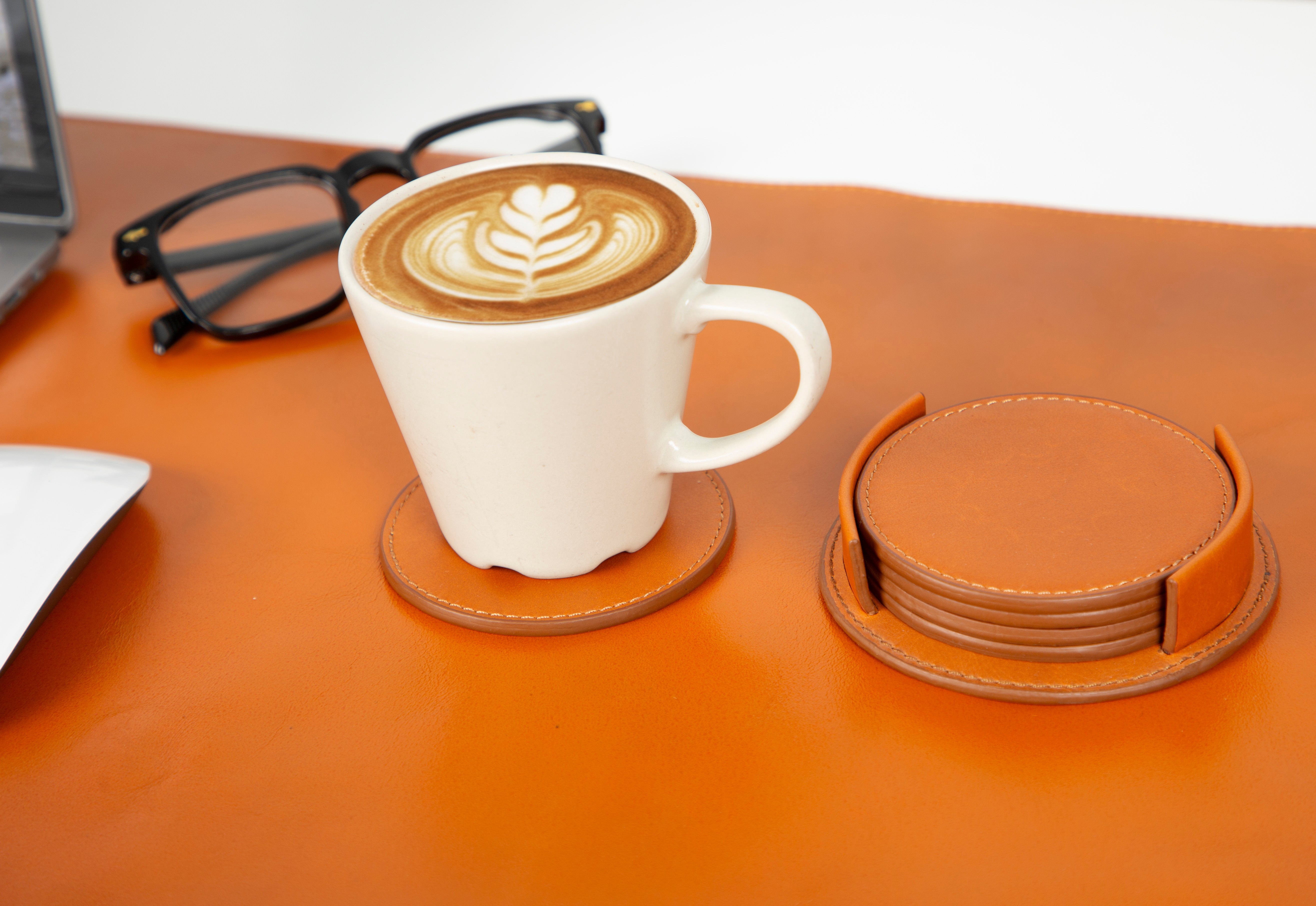 Divine Leather Cup Coaster Set