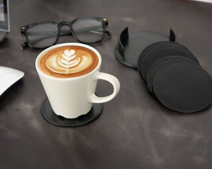Lavo Leather Cup Coaster Set