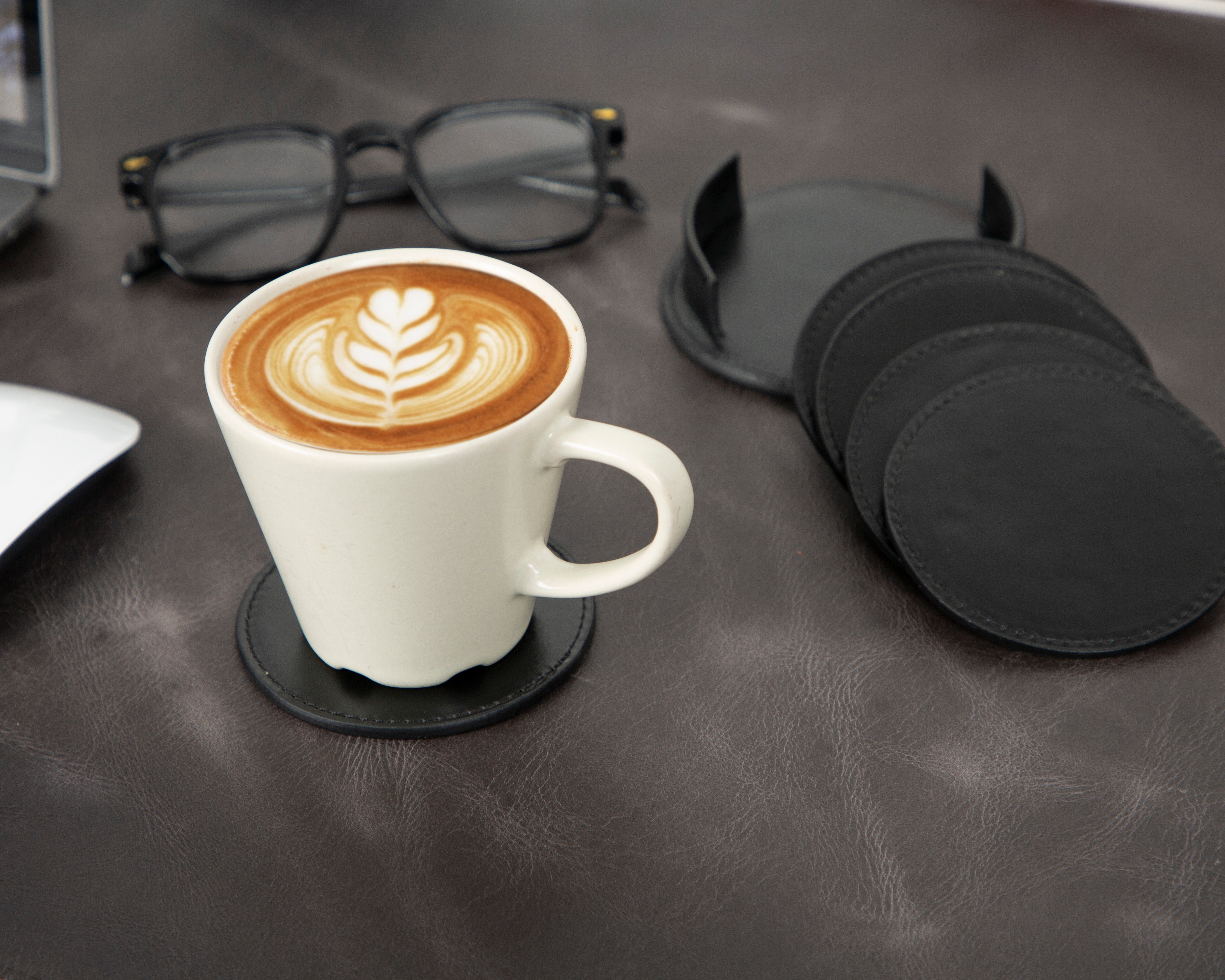 Lavo Leather Cup Coaster Set