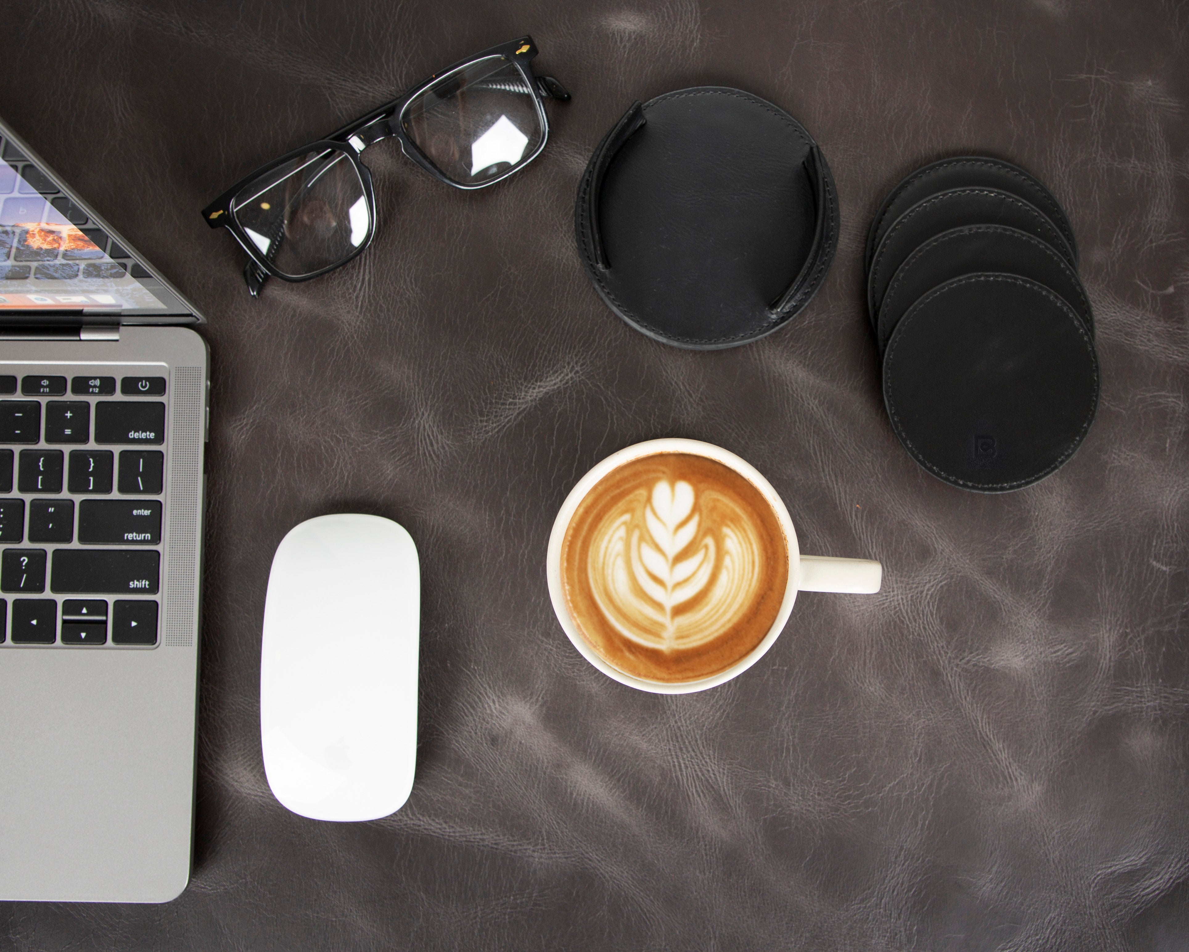 Divine Leather Cup Coaster Set