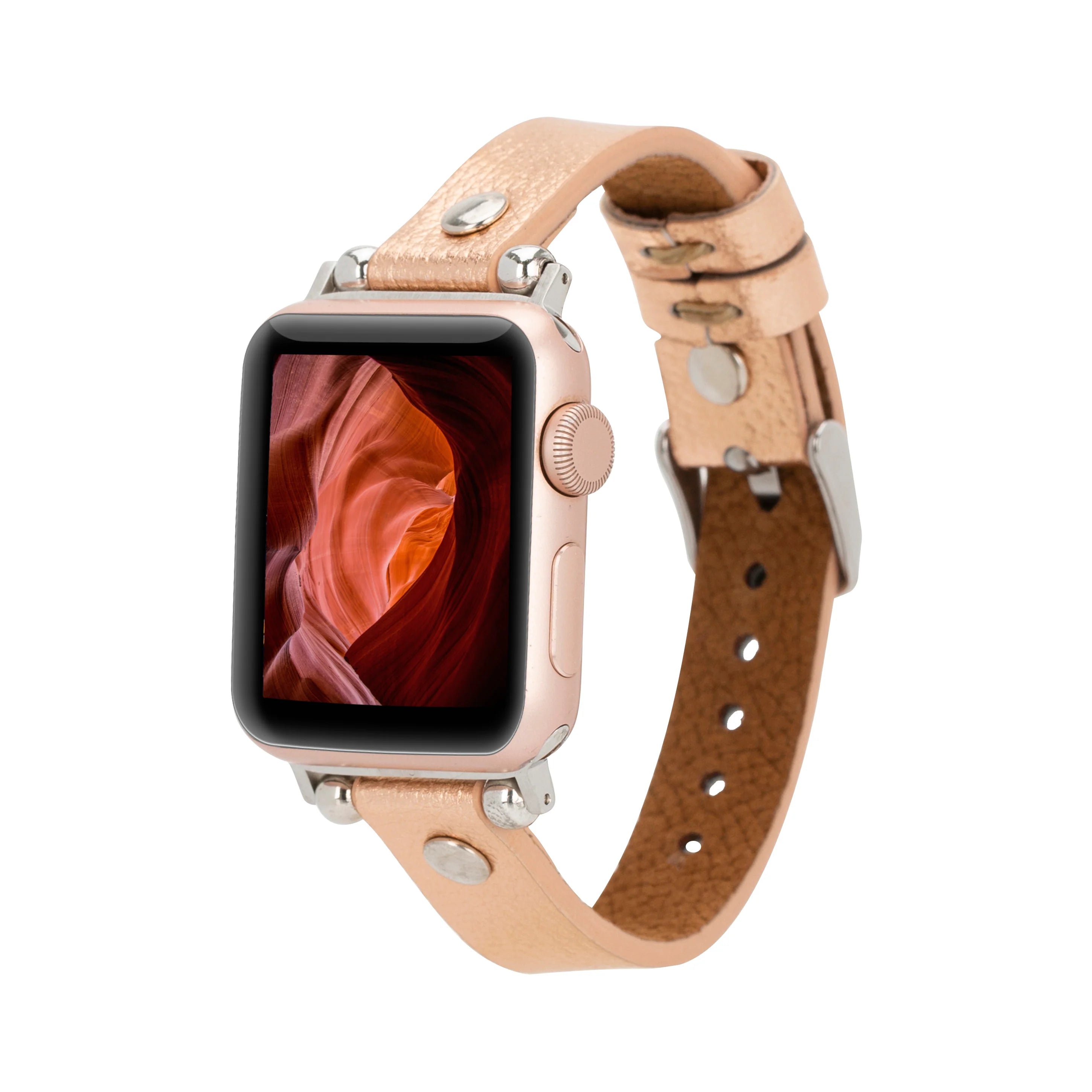 Ferro Silver Trok Style Leather Apple Watch Bands
