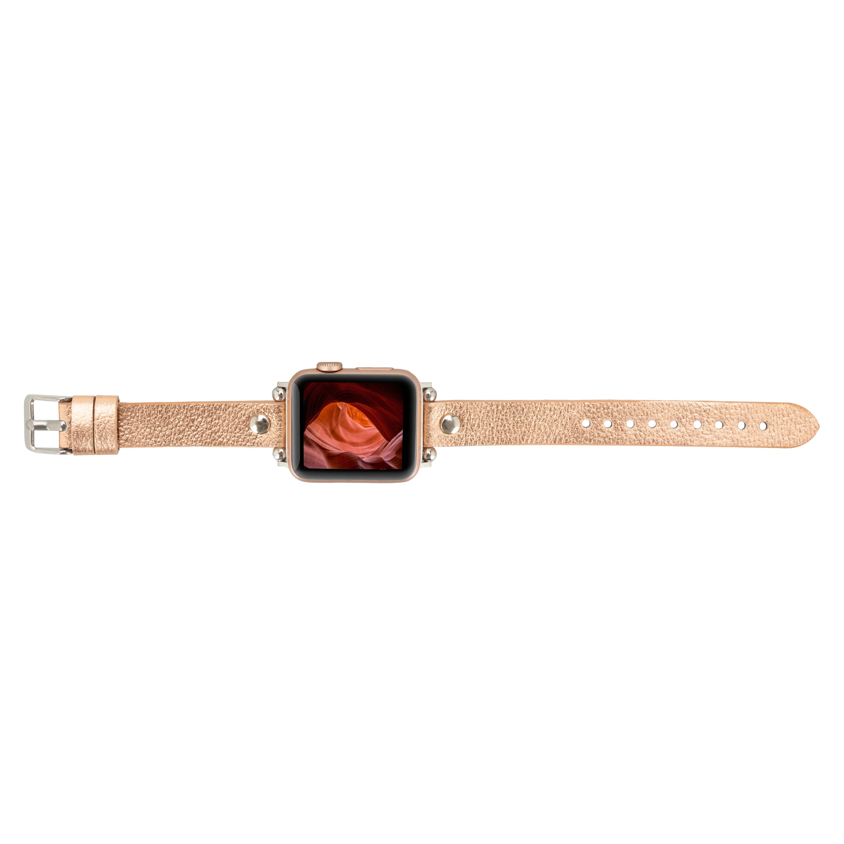 Ferro Silver Trok Style Leather Apple Watch Bands
